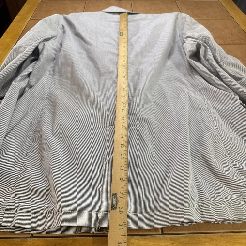 J Crew Seersucker Cotton Blazer Blue White Striped Sport Coat Jacket Sz L 42R